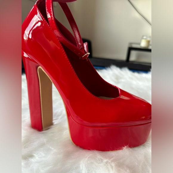 Mary Jane Red shoes platform shoes - Picture 2 of 8